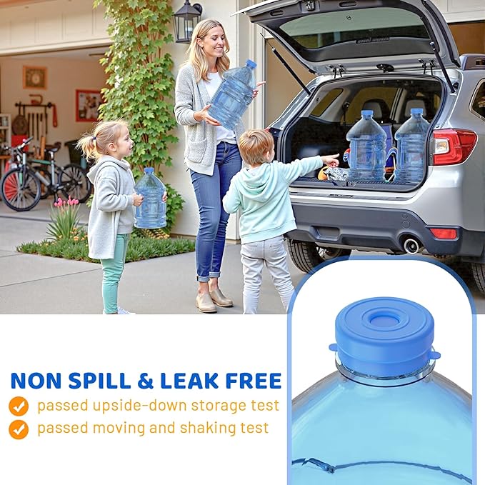 Myvision Reusable 3-5 Gallon Water Jug Caps, Secure Cap for Water Dispenser,No Spill Silicone Replacement Cap,Suitable for bottle mouths with diameters ranging from 1.89 to 2.16 inches (10)