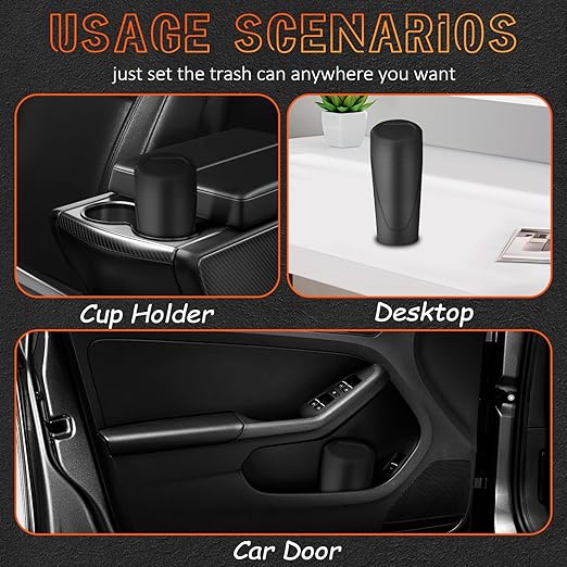 Car Trash Can with Lid-2Pack, Leakproof Garbage Can with 80 Attached Trash Bags, Mini Essential Car Accessories for Interior for Car, Home, Office(Black)