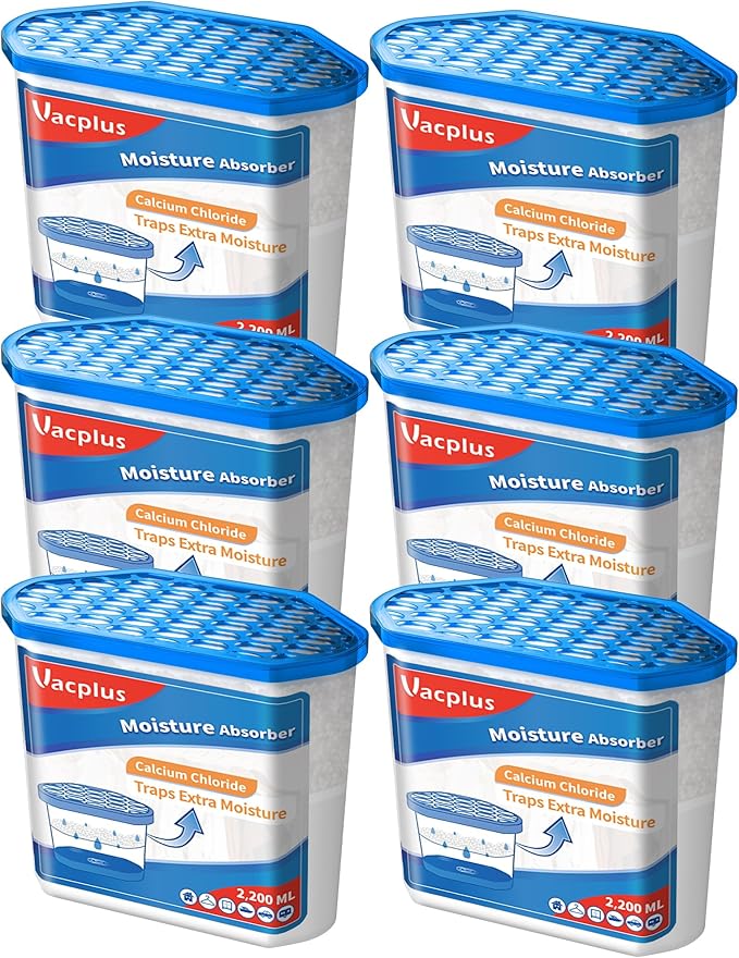 Vacplus Moisture Absorbers 6 Pack, Portable Humidity Absorber Boxes for Your Bathroom, Closet & Car, Dehumidifier with Fragrance Free, 32.0 Oz