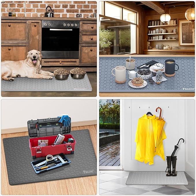 BALEINE 31''×22'' Under Sink Mat, Waterproof Food Grade Silicone Undersink Mat, Cabinet Shelf Drip Tray, Under Sink Liner for Kitchen, Bathroom (Grey)