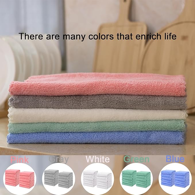 kimteny Kitchen Cloth Dish Towels, 13x28 Inches Premium Dishcloths, Super Absorbent Coral Velvet Microfiber Cleaning Cloths, Fast Drying Rags for Washing Dishes (13x28-6 Pack, Grey)
