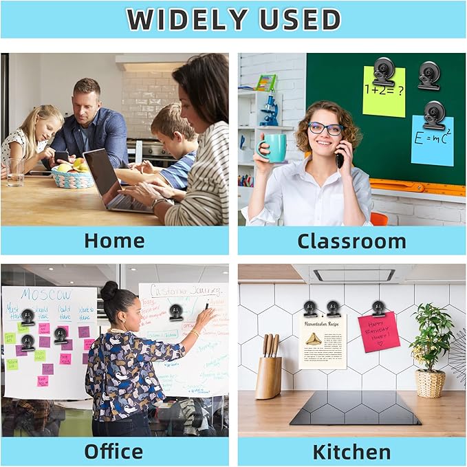 24 Pack Magnetic Clips Fridge Magnets Whiteboard Magnets, Magnet Clips for Teacher Supplies, Refrigerator Magnets for Photo Displays Memo Note