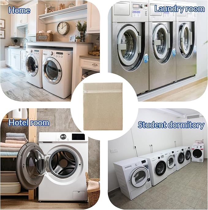 4Pcs Large Cotton Mesh Laundry Bags for Delicates, Breathable Mesh Garment Bag for Washing Machine, Travel Wash Bags with Zipper for Bras, Underwear, Socks, Clothes, Laundry Dorm Room Essentials
