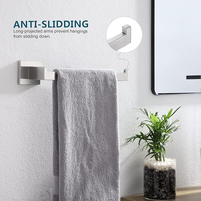 KOKOSIRI Hand Towel Holder Brushed Nickel Towel Bars Stainless Steel Bathroom Hardware Kitchen Paper Towel Holder Wall Mount, B3003BR