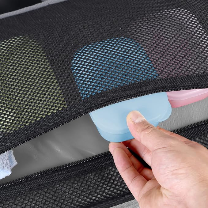 Quatish Leakproof Soap Dish with Lid & Draining Layer, Shatterproof Travel Bar Soap Holder Case Container, Portable Travel Size Toiletries Essentials for Camping, Gym, Bathroom, Blue