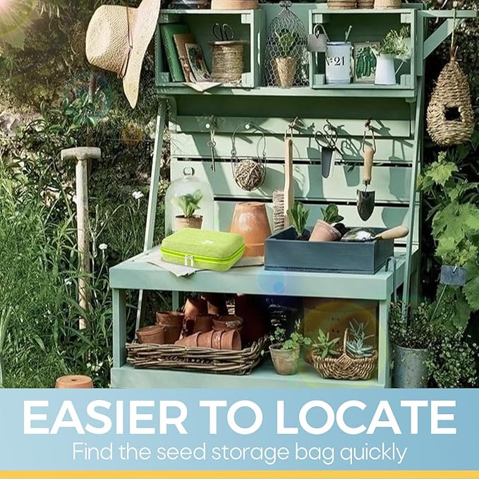 40 Slots Seed Storage Organizer with 20 Seed Envelopes, Sturdy Organizer Storage Box with Label Stickers, Glass Container for Flower Vegetable Garden Seed Saving (Seeds not Included)