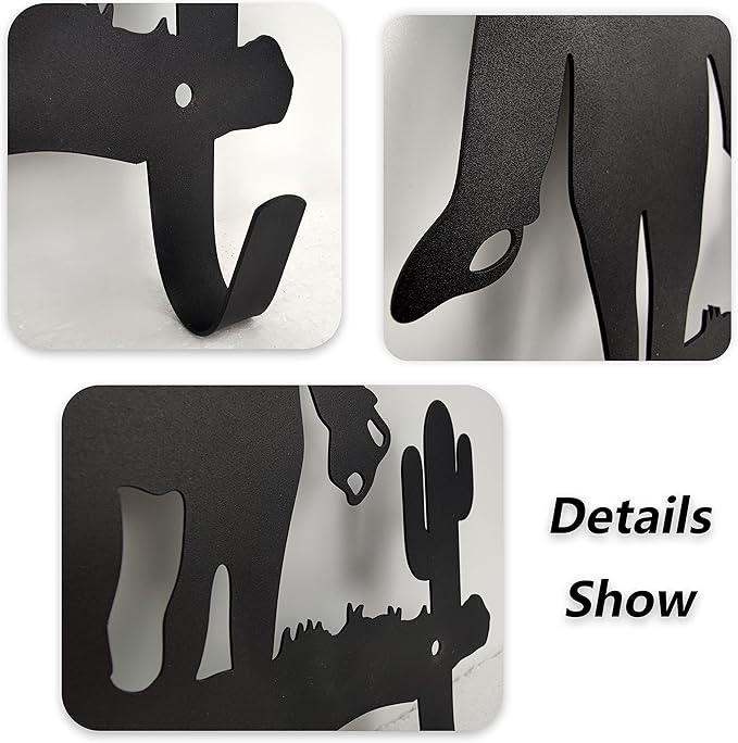 Western Cowboy Coat Hooks Wall Art Decor-Cowboy Hangers and Key Hooks Holder-Clothes Hat Rack and Backpack Hanger-Sweet Home Decor for Storage, Living Room, Hallway, Office (Black)