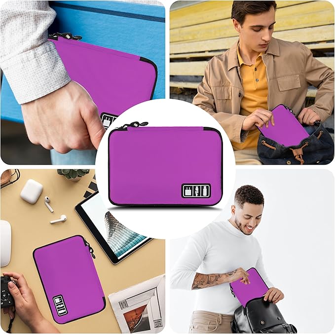 Electronics Organizer, Travel Cord Organizer Pouch, Portable Cable Organizer Bags, Travel Electronic Accessories Storage Case for Cables, Cords, Charger, Phone (Rosered)