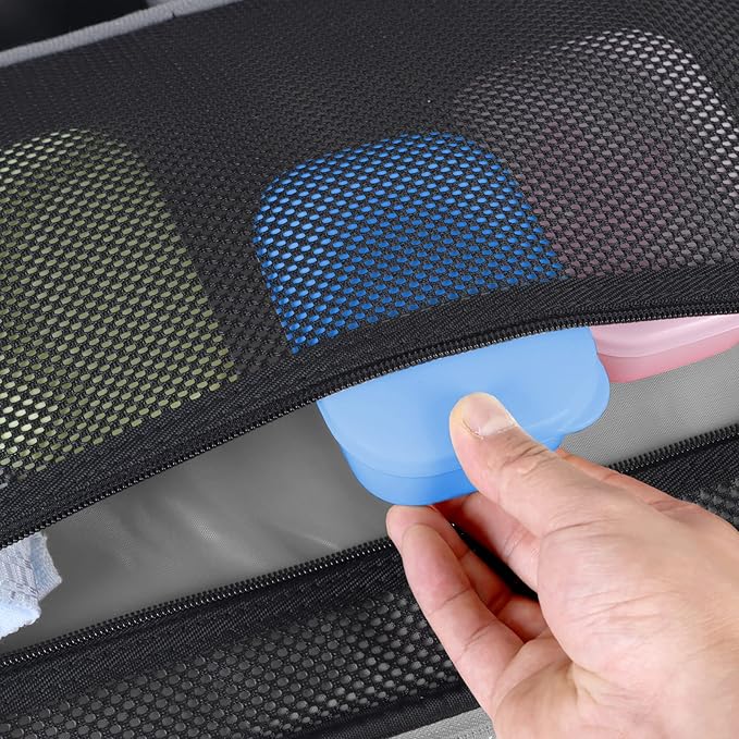 Quatish Leakproof Soap Dish with Lid & Draining Layer, Shatterproof Travel Bar Soap Holder Case Container, Portable Travel Size Toiletries Essentials for Camping, Gym, Bathroom, Denimblue