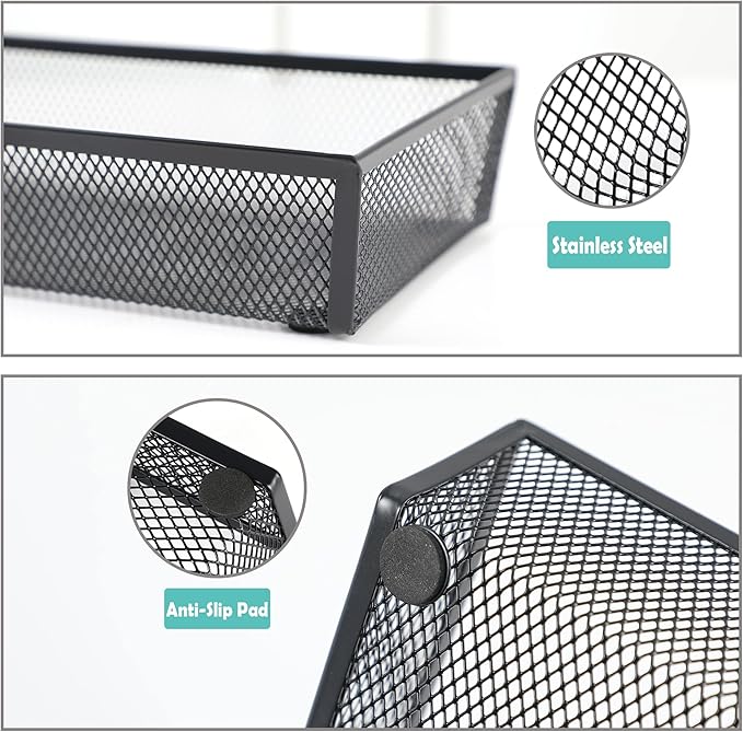 BYCY 3 Pack Mesh Flatware Drawer Organizer for Kitchen/Office/Home Tools,Spoon Knife Fork Organizers Box Utensil Tabletop Storage Tray (12 x 6 x 2 Inch)