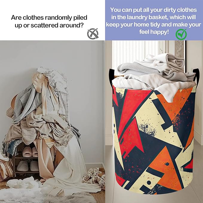 Boho African Aztec Laundry Basket-Large Foldable Hamper Holder Portable Tall Collapsible Laundry Hamper Storage Basket Bin with Handles, Canvas & Waterproof lining for Household Items
