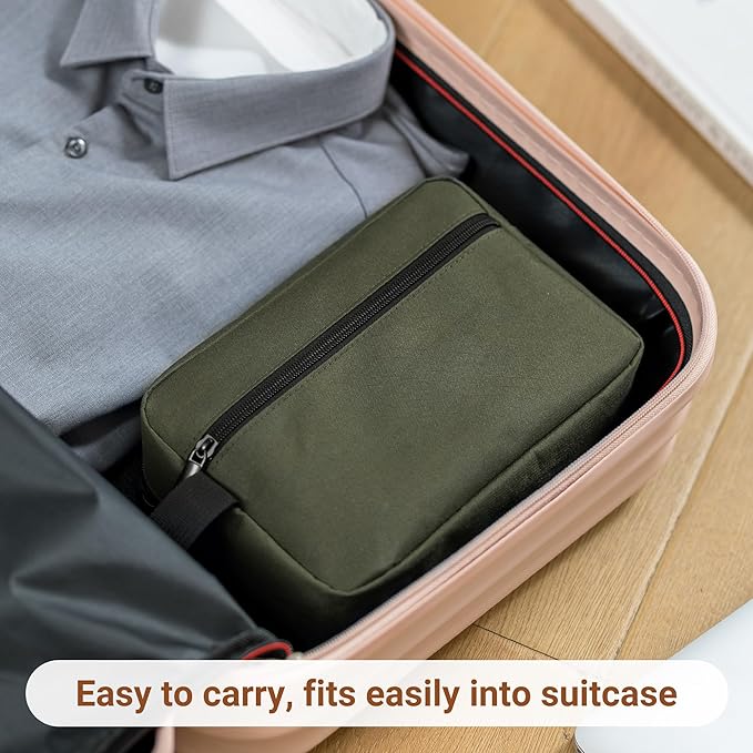 Elviros Travel Toiletry Bag for Women and Men,Lightweight Makeup Bag Hanging Dopp Kit with Shaving Compartment Cosmetic Organizer Small Tool Bag Travel Essentials,Gifts for Men(Army Green)