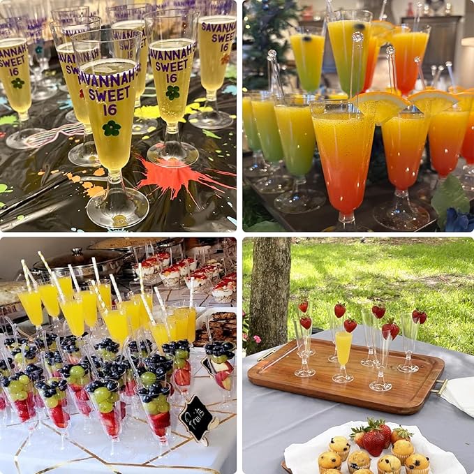 SUREHOME Plastic Champagne Flutes Disposable Champagne Glasses 20 Pack 5 Oz Clear Plastic Mimosa Glasses Acrylic Wedding Toasting Cups for Graduation Birthday Party Supplies 2026 Bar Cocktail Cups