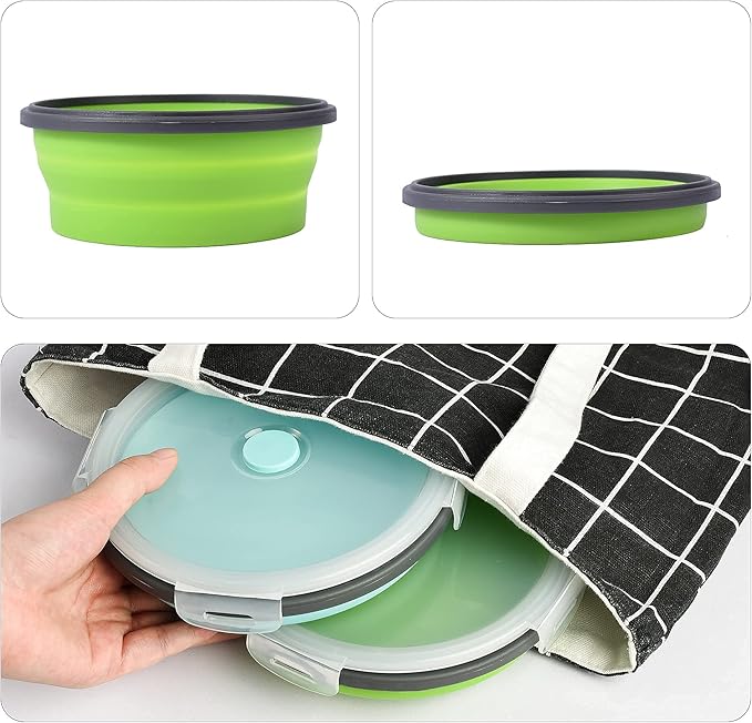 2 Pack Collapsible Silicone Travel Dog Bowls with Lids - Portable Pet Feeders, 17 oz 500ml