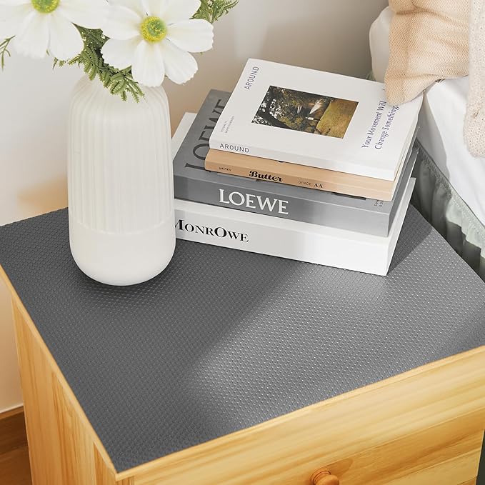 ALIUNI 100% EVA Shelf Liner for Kitchen Cabinet, 24" x 240" Drawer Liners Non Adhesive Non Slip Waterproof Plastic Paper, Dresser Pantry Bathroom Refrigerator Protector, Grey
