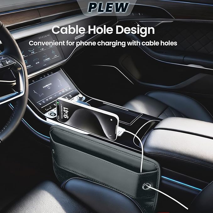 PLEW 2-Pack Car Seat Gap Filler, Premium Leather Console Organizer Universal Fit for Car SUV Truck Multi-Purpose Essentials Organizer - Anti-Drop Auto Interior Accessories (Chogori Gray)