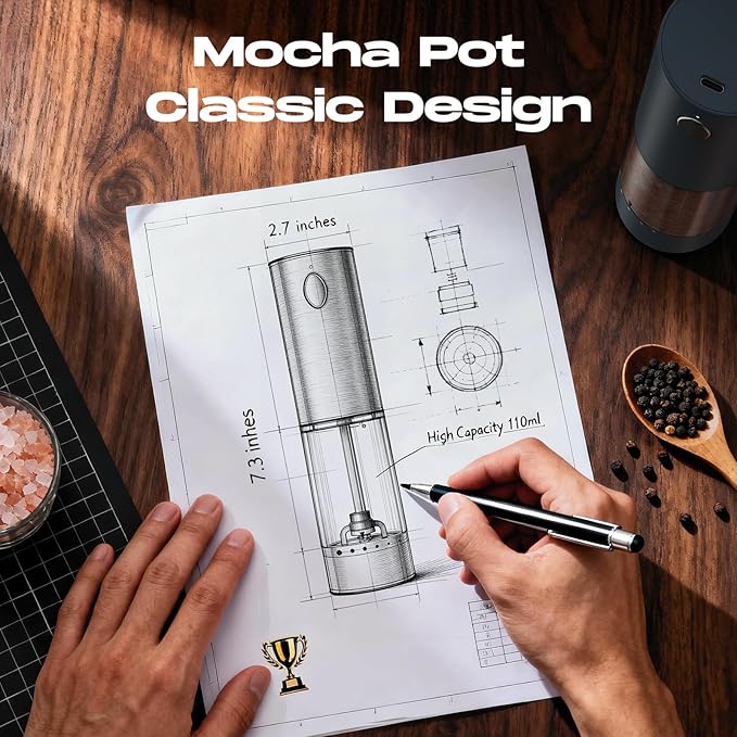 Electric Salt and Pepper Grinder Set, Rechargeable Automatic Salt and Pepper Shaker with 6 Adjustable Coarseness, Large-Capacity Pepper Mill Kitchen Appliances Gifts for Women(Blue๏ผ