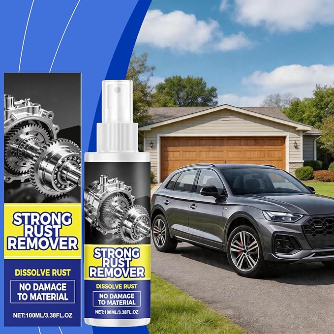 Upgrade Rust Remover Set for Metal, with Cleaning Cloth and Sponge, Heavy Duty Metal Cleaner for Vehicles, Tools, Chains, Multipurpose Iron Out Rust Stain Remover, 100 ml