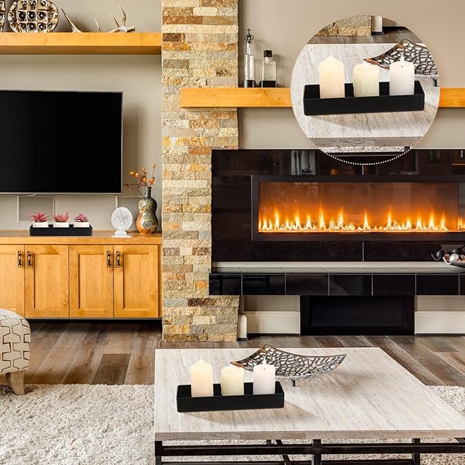 Teling 4 Pcs 4 Piece Large Black Rectangular Desk Organizer Set, Half Accessory Tray, Plastic Tabletop Organizer for Office, Home, or Study, Dimensions: 9.45 x 2.95 x 1.38 Inches