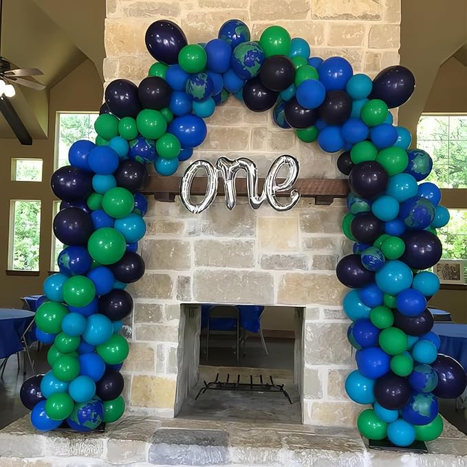 Blue and Green Balloons, Dark Green Metallic Balloons and Royal Blue Balloon, Metallic Blue Green Confetti Balloon for Boy Birthday Baby Shower Jungle Safari Theme Wedding Party Supplies