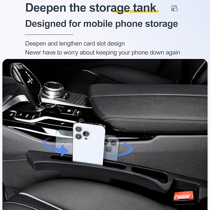 Car Seat Gap Filler Set of 2,Upgrade 3 Generation Car Seat Gap Plug to Prevent Falling of Essential Car Accessories,Car Side Seat Gap Filler with Organizer