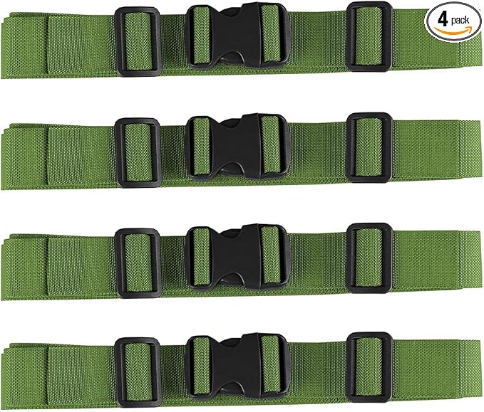 MAGARROW 2" Utility Luggage Straps with Buckle Adjustable, 4-Pack (Army Green, 2 in x 9.5 ft)