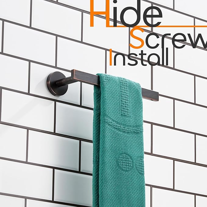 AONEON Bath Towel Rings Bathroom Towel Holder Modern Small Hand Towel Bars Stainless Steel Wall Mounted Oil Rubbed Bronze AN3001ORB