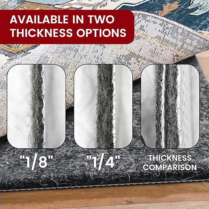 Waterproof Rug Pad, 4x6 ft Area Rug Non-Slip Carpet Pad, Non-Slip Rug Pads for All Floors and Finishes, Felt Pad for Hardwood Floors, Keeps Carpets in Place Soft and Safe