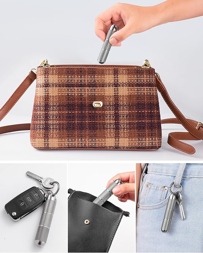 TISUR Titanium Keychain Pill Holder Small Metal Pill Case, Pill Organizer Portable Waterproof Pill Container, Travel Pill Bottle Box for Purse (Small-0.51in 3 Separate Compartments)