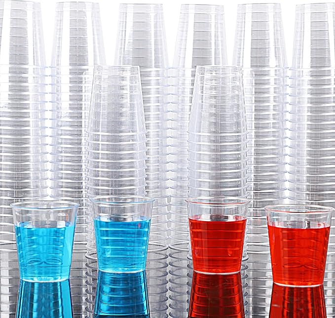 Zcaukya 500 Shot Glasses, 1oz Clear Plastic Disposable Hard Cups, Mini Cups Great Container for Sauce, Sample Tasting, Jello Shots, Pudding