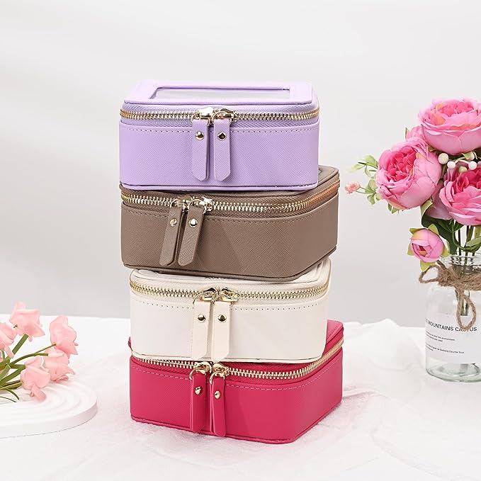 Aveniee Mini Clear Makeup Bag, Small Travel Toiletry Bag Cosmetic Bags TSA Approved, Clear Makeup Case Pouch with Zipper, Car Organizer Essentials for Women Men,Taupe