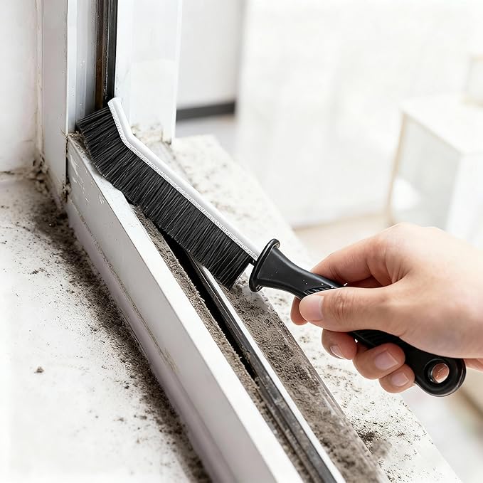 7 Pcs Hard Bristle Crevice Cleaning Brush Set - for Grout, Tight Spaces & Gap Cleaning, Deep Reach Narrow Scrubber Tools for Bathroom Tiles, Kitchen Sink, Window Tracks & Car Vents, Home Essentials