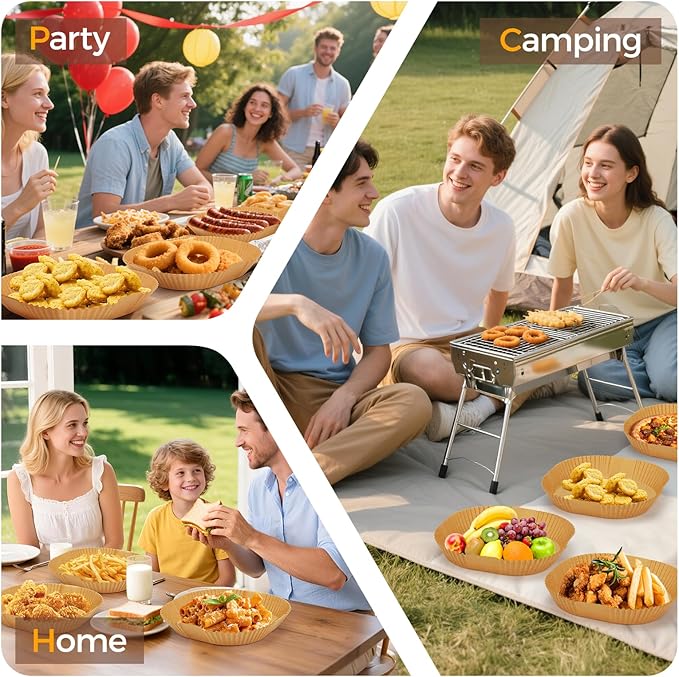 Air Fryer Paper Liners, 205 PCS Non-Stick Disposable Air Fryer Liners, 8-Inch Square Parchment Paper for 5-8 QT Basket, Water-Proof & Oil-Proof Airfryer Liners for Baking, Roasting, Microwave, Oven
