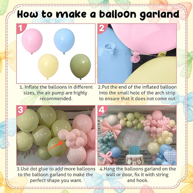 Goose Balloon Arch Kit Pastel Pink Blue Sage Green Balloons Garland Bow Gingham Heart Foil Balloon One Silly Goose Birthday Party Decorations Girl Dusty Pink Blue Yellow Duck Baby Shower Gender Reveal