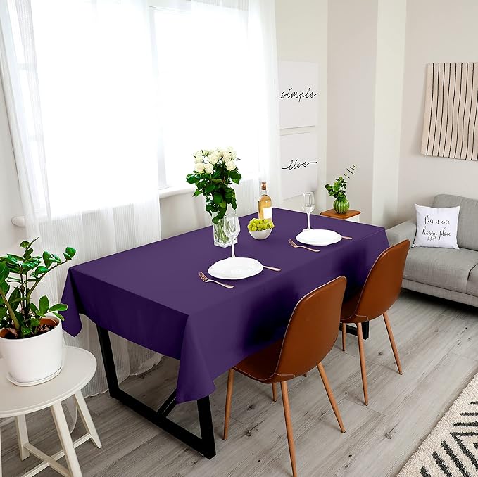 Utopia Kitchen Rectangle Table Cloth 2 Pack (60x102 Inches, Purple), Machine Washable Polyester Table Cover for Dining, Buffet Parties, Picnics, Events, Weddings and Restaurants
