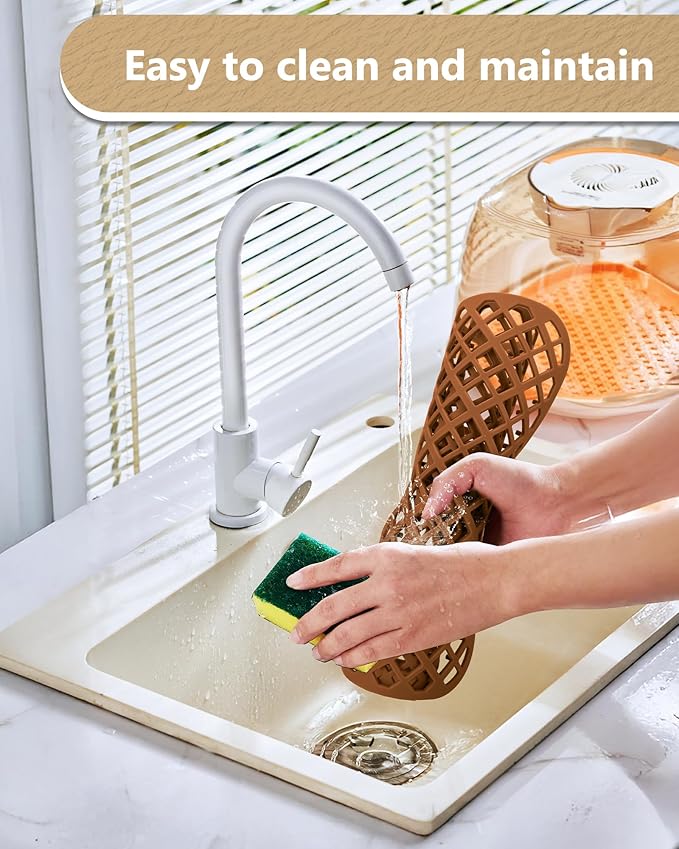 2 Pack Silicone Sink Protector for Kitchen Sink, Lozenge Pattern 13 x 11 inches Sink Grid Mat Silicone Protectors, Center Drain (Coffee)