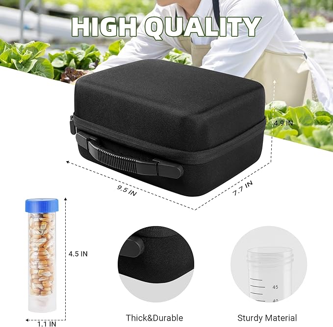 Large Seed Organizer Storage Box with Sturdy EVA Zipper Bag, 30 Slots Seeds Storage Containers and 120 Label Stickers, Garden Seed Organizer for Gardening Gifts