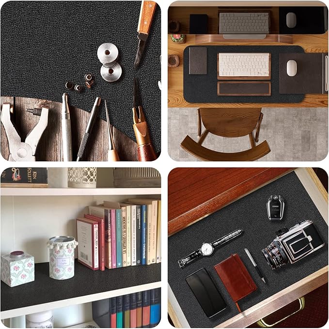 WochiTV Shelf Liner for Cabinets, Drawer Non Adhesive Non Slip Foam Mat for Kitchen, Pantry, Bathroom, Cupboard, Garage, Closet, Shelves, Drawer, Tool Box, Black 23.6 x 236 inches