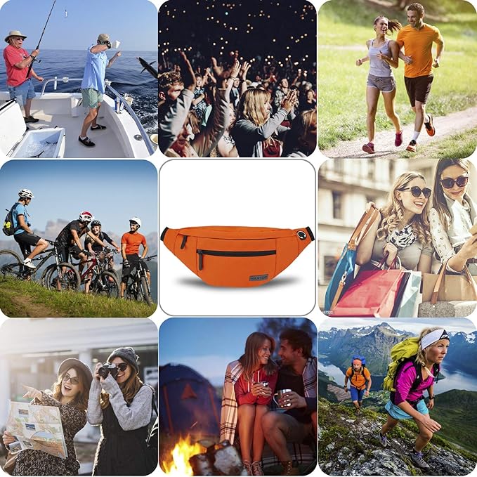 MAXTOP Large Crossbody Fanny Pack with 4-Zipper Pockets, Gifts for Enjoy Sports Festival Workout Traveling Running Casual Hands-Free Wallets Waist Pack Phone Bag Carrying All Phones