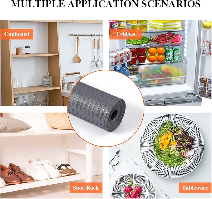 Shelf Liners for Kitchen Cabinets, 20Inch x 30Ft, Non Adhesive Shelf Liner, Non-Slip Kitchen Drawer Liners, Waterproof Durable Cabinet Liners for Shelves, Refrigerator, Pantry, Dark Gray