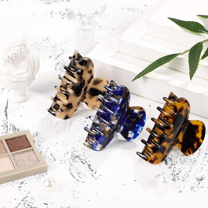 WILLBOND 6 Pieces Medium Hair Claw Clips for Thin Hair 2.6 Inch Tortoise Shell Clip Banana Jaw Hairpin French Style Barrettes Head Accessories for Women Girls(Stylish Patterns)