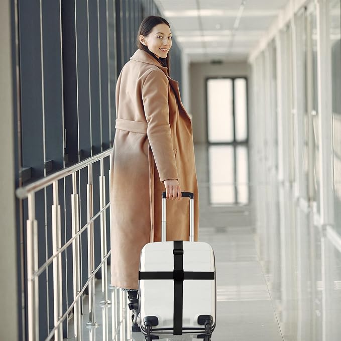 Luggage Straps for Suitcases TSA Approved Travel Belt 4 Pack by Chelmon (Black)