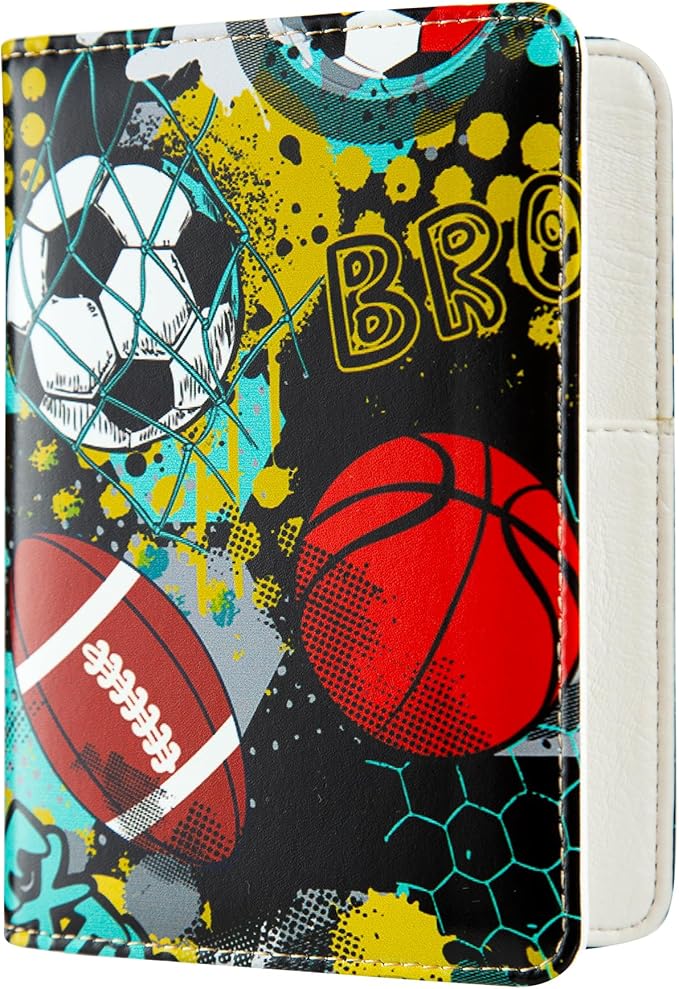 AIRMORS passport Holder,Rfid Blocking Travel Wallet Credit Card Case Cute Passport cover for Women/Men,Boys Girls Travel Essentials (Soccer)