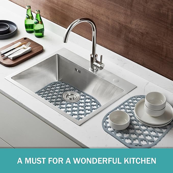 Sink Protectors for Kitchen Sink, Kitchen Sink Accessory - Silicone Mats Grid for Stainless Steel Strainer Bottom of Farmhouse Porcelain sinks (12”x11.5”)