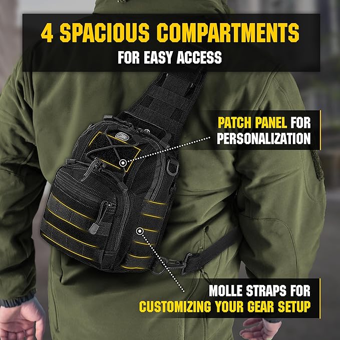 M-Tac CCW Sling Bag for Men & Women - EDC Shoulder Bag Tactical - Crossbody Concealed Carry Bag - Mens Chest Pack