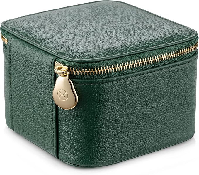 Vlando Gifts for Teachers, Travel Jewelry Box with 6 Velvet Jewelry Zipper Pockets Jewelry Case Premium Petal Hardware Travel Jewelry Organizer Graduation Gifts (Green)