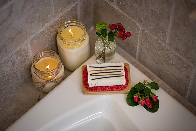 Aira Soap Saver - Soap Dish & Holder - BPA Free Shower & Bath Holder - USA - Drains Water, Circulates Air, Extends Soap Life - Easy to Clean, Fits All Sets - Lavender