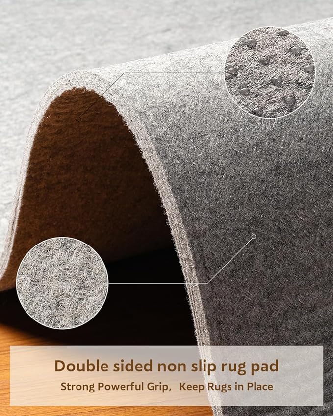 Resare Non Slip Rug Pad Gripper Extra Thick Dual Surface Felt Under Rug for Area Rugs and Hardwood Floors, Super Cushioned Non Skid Carpet Padding - 7x9 Feet 1/4" Double-Sided Non Slip