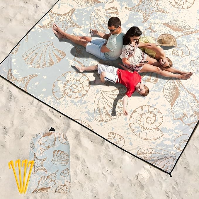 HIHOHO Beach Blanket Waterproof Sandproof Extra Large Beach Mat 79" X 83"/120"x108" for 1-8 Adults Quick Drying Durable Outdoor Picnic Mat for Beach Travel Camping Hiking