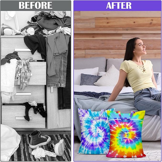 2 Pcs Large Travel Laundry Bag Waterproof With Handle - Washable for Dirty Clothes, Wet Dry Bag for Bathing Suit, Workout, Gym, Swimming Pool, College Dorm